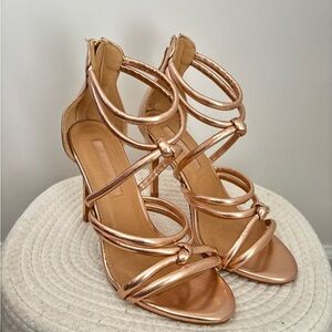 Elegant Rose Gold Strappy Heels